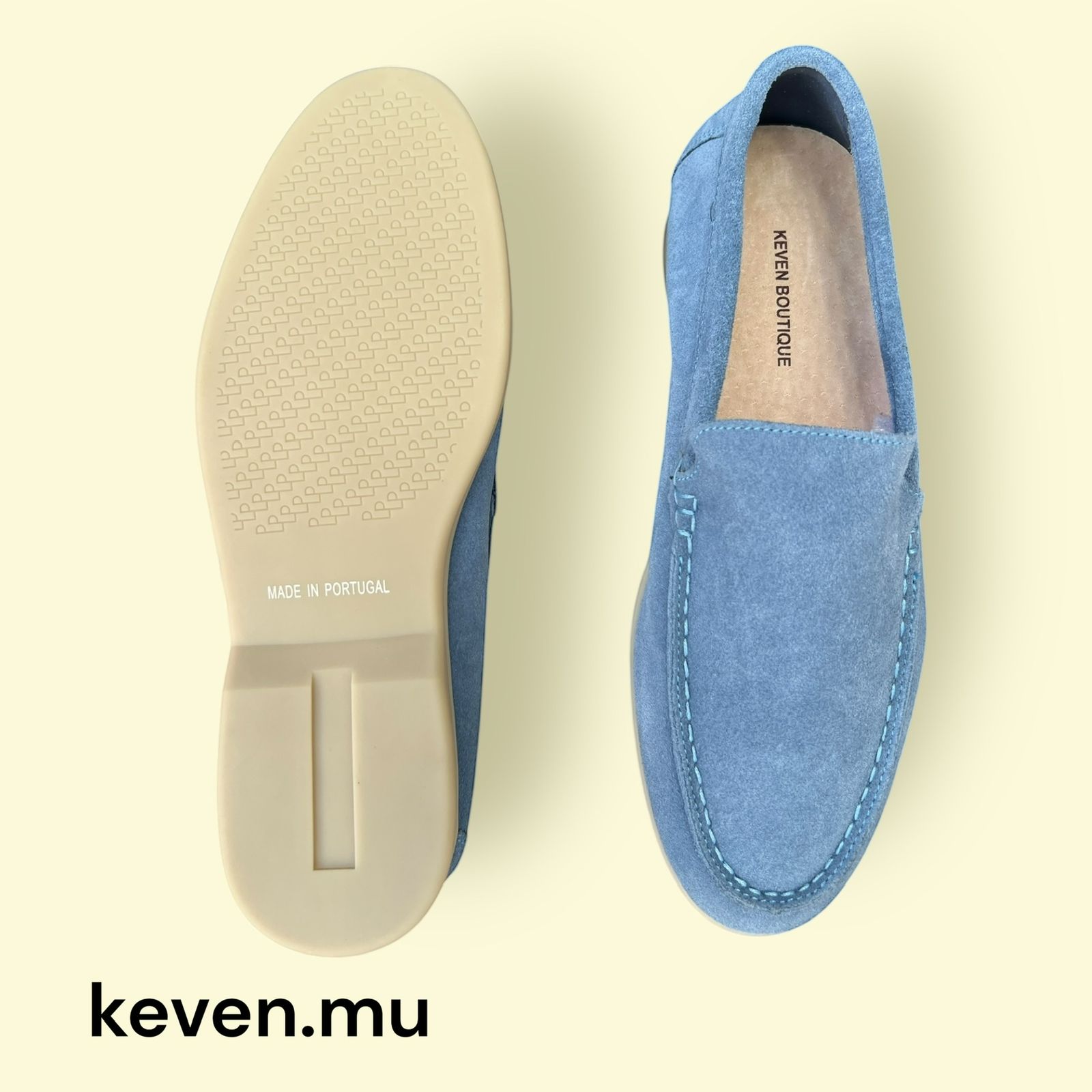 Sky Blue Suede Loafers - Made in Portugal - men's shoes online delivery Mauritius